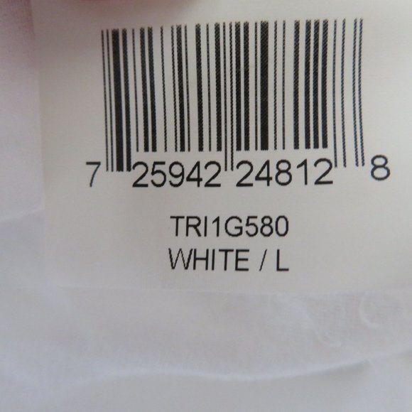 BCBG Sheer White Cotton Blouse Large Button Up Roll Tab Long Sleeves - Picture 9 of 9